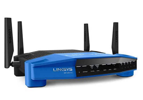 Linksys AC1900 (WRT1900ACS) front angle with antennae up
