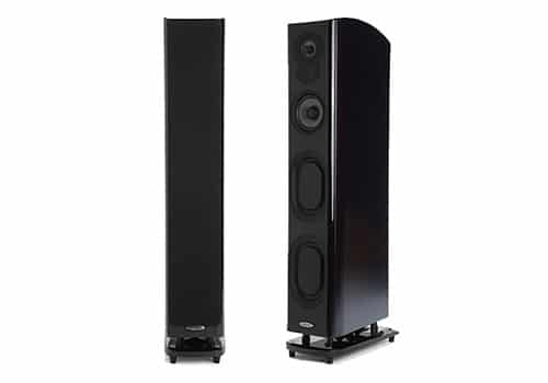 Polk Audio LSiM 707 front and side view black finish